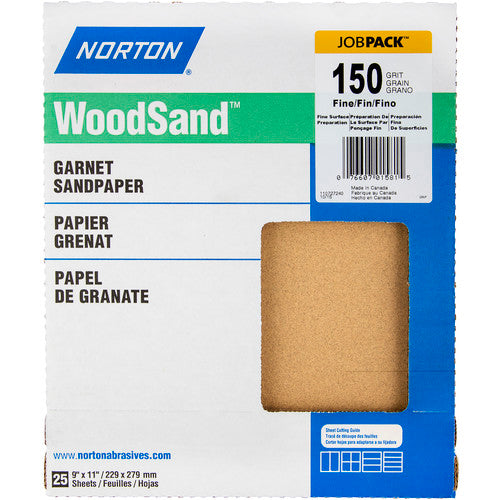 11″ × 9″ Woodsand A513 Paper Sheet 150 Grit Fine Garnet - Exact Tool & Supply