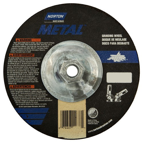 ‎7″ × 1/8″ × 5/8″-11 Norton Metal Non-Woven Depressed Center Wheel Type 27 Aluminum Oxide - Exact Tool & Supply