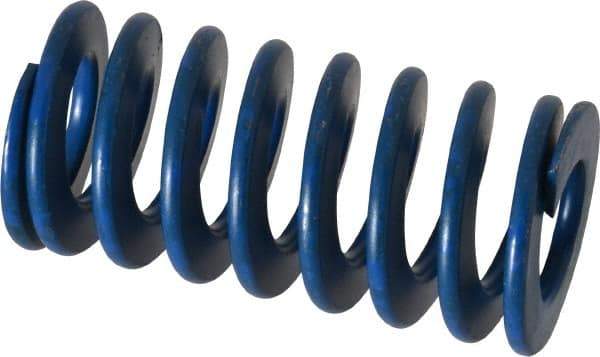 Associated Spring Raymond - 1-1/4" Hole Diam, 5/8" Rod Diam, 2-1/2" Free Length, Blue Die Spring - 360 Lb Max Deflection, 1.25" Max Deflection, Medium Duty, Chromium Alloy Steel - Exact Tool & Supply