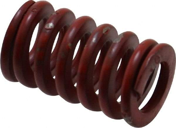 Associated Spring Raymond - 5/8" Hole Diam, 11/32" Rod Diam, 1" Free Length, Red Die Spring - 111 Lb Max Deflection, 0.37" Max Deflection, Medium Heavy Duty, Chromium Alloy Steel - Exact Tool & Supply