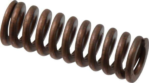 Associated Spring Raymond - 5/8" Hole Diam, 11/32" Rod Diam, 1-3/4" Free Length, Gold Die Spring - 126 Lb Max Deflection, 0.53" Max Deflection, Heavy Duty, Chromium Alloy Steel - Exact Tool & Supply