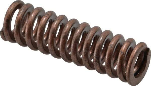 Associated Spring Raymond - 5/8" Hole Diam, 11/32" Rod Diam, 2" Free Length, Gold Die Spring - 124.8 Lb Max Deflection, 0.6" Max Deflection, Heavy Duty, Chromium Alloy Steel - Exact Tool & Supply