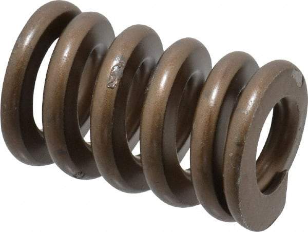 Associated Spring Raymond - 1" Hole Diam, 1/2" Rod Diam, 1-1/2" Free Length, Gold Die Spring - 532.8 Lb Max Deflection, 0.45" Max Deflection, Heavy Duty, Chromium Alloy Steel - Exact Tool & Supply