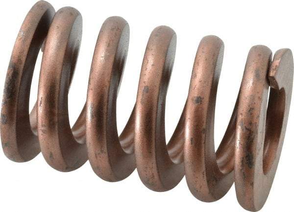 Associated Spring Raymond - 2" Hole Diam, 1" Rod Diam, 3" Free Length, Gold Die Spring - 1800 Lb Max Deflection, 0.9" Max Deflection, Heavy Duty, Chromium Alloy Steel - Exact Tool & Supply