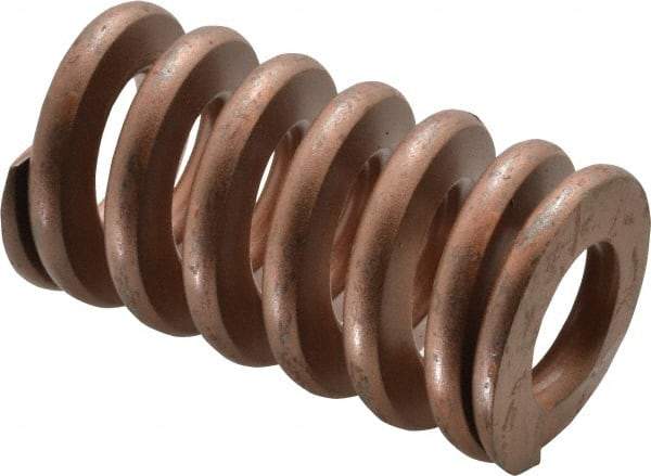 Associated Spring Raymond - 2" Hole Diam, 1" Rod Diam, 3-1/2" Free Length, Gold Die Spring - 1785 Lb Max Deflection, 1.05" Max Deflection, Heavy Duty, Chromium Alloy Steel - Exact Tool & Supply