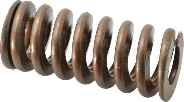 Associated Spring Raymond - 2" Hole Diam, 1" Rod Diam, 4-1/2" Free Length, Gold Die Spring - 1620 Lb Max Deflection, 1.35" Max Deflection, Heavy Duty, Chromium Alloy Steel - Exact Tool & Supply