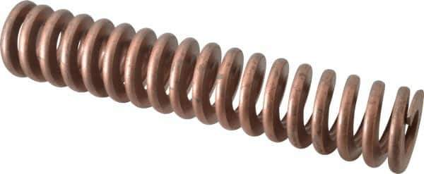 Associated Spring Raymond - 2" Hole Diam, 1" Rod Diam, 10" Free Length, Gold Die Spring - 1650 Lb Max Deflection, 3" Max Deflection, Heavy Duty, Chromium Alloy Steel - Exact Tool & Supply