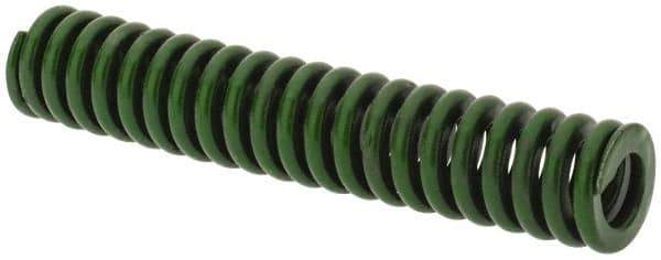 Associated Spring Raymond - 3/8" Hole Diam, 3/16" Rod Diam, 2" Free Length, Green Die Spring - 45 Lb Max Deflection, 0.5" Max Deflection, Extra Heavy Duty, Chromium Alloy Steel - Exact Tool & Supply
