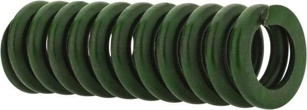 Associated Spring Raymond - 1/2" Hole Diam, 9/32" Rod Diam, 1-1/2" Free Length, Green Die Spring - 75 Lb Max Deflection, 0.38" Max Deflection, Extra Heavy Duty, Chromium Alloy Steel - Exact Tool & Supply
