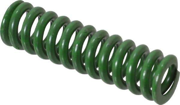 Associated Spring Raymond - 1/2" Hole Diam, 9/32" Rod Diam, 1-3/4" Free Length, Green Die Spring - 74.4 Lb Max Deflection, 0.44" Max Deflection, Extra Heavy Duty, Chromium Alloy Steel - Exact Tool & Supply