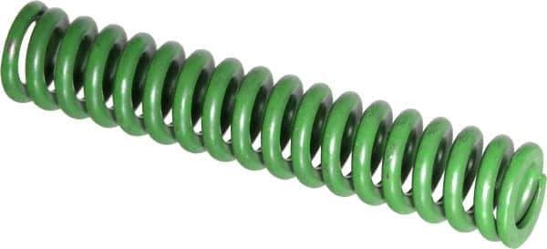 Associated Spring Raymond - 1/2" Hole Diam, 9/32" Rod Diam, 2-1/2" Free Length, Green Die Spring - 71.9 Lb Max Deflection, 0.63" Max Deflection, Extra Heavy Duty, Chromium Alloy Steel - Exact Tool & Supply