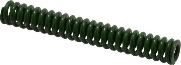 Associated Spring Raymond - 1/2" Hole Diam, 9/32" Rod Diam, 3-1/2" Free Length, Green Die Spring - 70 Lb Max Deflection, 0.88" Max Deflection, Extra Heavy Duty, Chromium Alloy Steel - Exact Tool & Supply