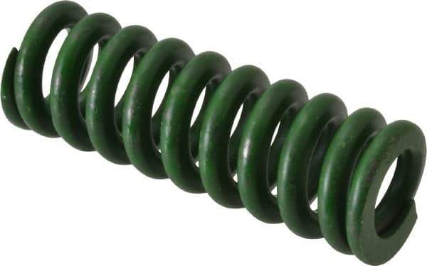 Associated Spring Raymond - 5/8" Hole Diam, 11/32" Rod Diam, 1-3/4" Free Length, Green Die Spring - 140 Lb Max Deflection, 0.44" Max Deflection, Extra Heavy Duty, Chromium Alloy Steel - Exact Tool & Supply