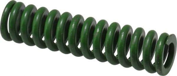 Associated Spring Raymond - 5/8" Hole Diam, 11/32" Rod Diam, 2-1/2" Free Length, Green Die Spring - 137.5 Lb Max Deflection, 0.63" Max Deflection, Extra Heavy Duty, Chromium Alloy Steel - Exact Tool & Supply