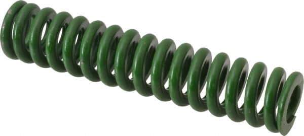 Associated Spring Raymond - 5/8" Hole Diam, 11/32" Rod Diam, 3" Free Length, Green Die Spring - 142.5 Lb Max Deflection, 0.75" Max Deflection, Extra Heavy Duty, Chromium Alloy Steel - Exact Tool & Supply