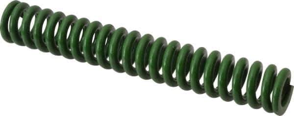 Associated Spring Raymond - 5/8" Hole Diam, 11/32" Rod Diam, 4" Free Length, Green Die Spring - 135 Lb Max Deflection, 1" Max Deflection, Extra Heavy Duty, Chromium Alloy Steel - Exact Tool & Supply