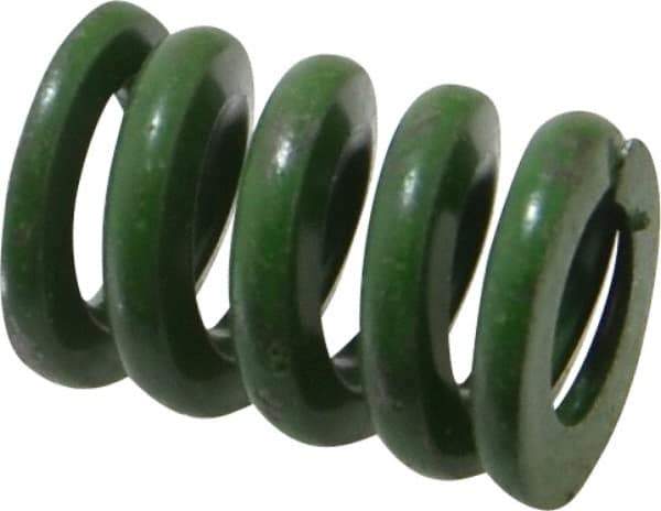 Associated Spring Raymond - 3/4" Hole Diam, 3/8" Rod Diam, 1" Free Length, Green Die Spring - 350 Lb Max Deflection, 0.25" Max Deflection, Extra Heavy Duty, Chromium Alloy Steel - Exact Tool & Supply