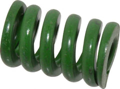 Associated Spring Raymond - 1" Hole Diam, 1/2" Rod Diam, 1-1/2" Free Length, Green Die Spring - 600 Lb Max Deflection, 0.38" Max Deflection, Extra Heavy Duty, Chromium Alloy Steel - Exact Tool & Supply