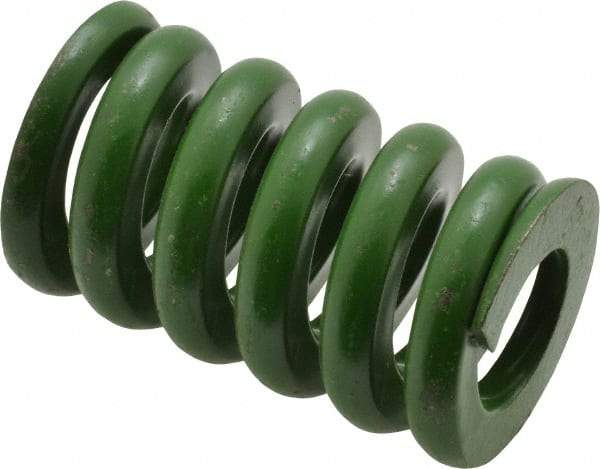 Associated Spring Raymond - 1-1/4" Hole Diam, 5/8" Rod Diam, 2" Free Length, Green Die Spring - 960 Lb Max Deflection, 0.5" Max Deflection, Extra Heavy Duty, Chromium Alloy Steel - Exact Tool & Supply