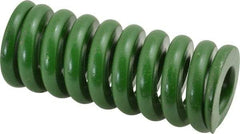 Associated Spring Raymond - 1-1/4" Hole Diam, 5/8" Rod Diam, 3" Free Length, Green Die Spring - 888 Lb Max Deflection, 0.75" Max Deflection, Extra Heavy Duty, Chromium Alloy Steel - Exact Tool & Supply