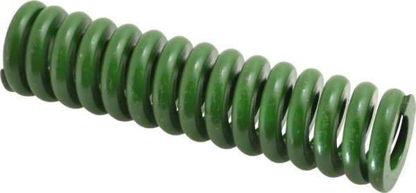 Associated Spring Raymond - 1-1/4" Hole Diam, 5/8" Rod Diam, 5" Free Length, Green Die Spring - 850 Lb Max Deflection, 1.25" Max Deflection, Extra Heavy Duty, Chromium Alloy Steel - Exact Tool & Supply