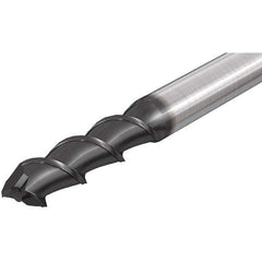 Iscar - 4mm, 11mm LOC, 4mm Shank Diam, 50mm OAL, 2 Flute, Solid Carbide Square End Mill - Single End, Uncoated, Spiral Flute, 55° Helix, Right Hand Cut, Right Hand Flute - Exact Tool & Supply