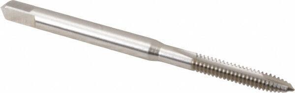Hertel - #4-40 UNC, 2 Flute, Bright Finish, High Speed Steel Spiral Point Tap - Plug Chamfer, Right Hand Thread, 1-7/8" OAL, 9/16" Thread Length, 0.141" Shank Diam - Exact Tool & Supply