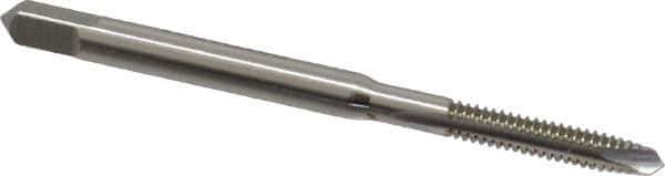 Hertel - #4-40 UNC, 2 Flute, Bright Finish, High Speed Steel Spiral Point Tap - Plug Chamfer, Right Hand Thread, 1-7/8" OAL, 9/16" Thread Length - Exact Tool & Supply