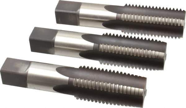 Hertel - 1-1/2 - 6 UNC, 4 Flute, Bottoming, Plug & Taper, Bright Finish, High Speed Steel Tap Set - Right Hand Cut, 6-3/8" OAL, 3" Thread Length, 2B/3B Class of Fit - Exact Tool & Supply
