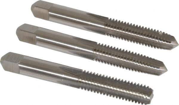 Hertel - 3/8-16 UNC, 4 Flute, Bottoming, Plug & Taper, Bright Finish, High Speed Steel Tap Set - 2-15/16" OAL, 2B/3B Class of Fit - Exact Tool & Supply