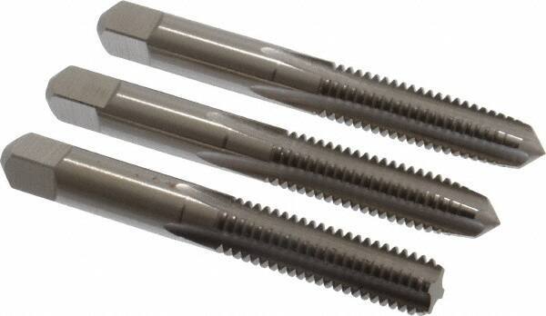 Hertel - 3/8-16 UNC, 4 Flute, Bottoming, Plug & Taper, Bright Finish, High Speed Steel Tap Set - 2-15/16" OAL, 2B/3B Class of Fit - Exact Tool & Supply