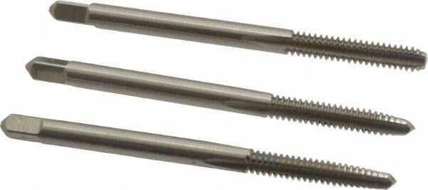 Hertel - #6-32 UNC, 3 Flute, Bottoming, Plug & Taper, Bright Finish, High Speed Steel Tap Set - 2" OAL, 2B/3B Class of Fit - Exact Tool & Supply