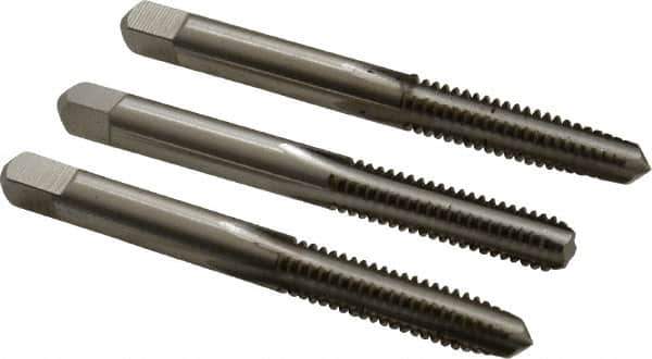 Hertel - 1/4-20 UNC, 4 Flute, Bottoming, Plug & Taper, Bright Finish, High Speed Steel Tap Set - 2-1/2" OAL, 2B/3B Class of Fit - Exact Tool & Supply