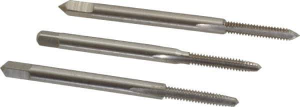 Hertel - #4-40 UNC, 3 Flute, Bottoming, Plug & Taper, Bright Finish, High Speed Steel Tap Set - 1-7/8" OAL, 2B/3B Class of Fit - Exact Tool & Supply