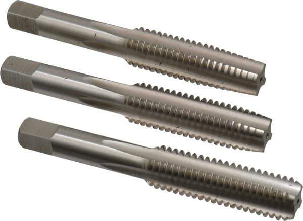 Hertel - 1/2-13 UNC, 4 Flute, Bottoming, Plug & Taper, Bright Finish, High Speed Steel Tap Set - 3-3/8" OAL, 2B/3B Class of Fit - Exact Tool & Supply