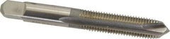Hertel - M10x1.25 Metric Fine, 3 Flute, Bright Finish, High Speed Steel Spiral Point Tap - Plug Chamfer, Right Hand Thread, 2-15/16" OAL, 1-1/4" Thread Length, 0.381" Shank Diam - Exact Tool & Supply