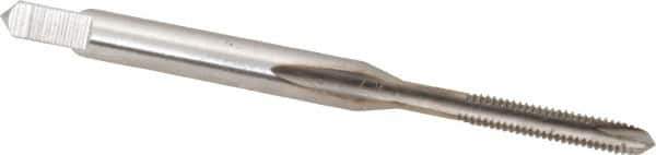 Hertel - M2.2x0.45 Metric Coarse, 2 Flute, Bright Finish, High Speed Steel Spiral Point Tap - Plug Chamfer, Right Hand Thread, 1-3/4" OAL, 7/16" Thread Length, 0.141" Shank Diam - Exact Tool & Supply