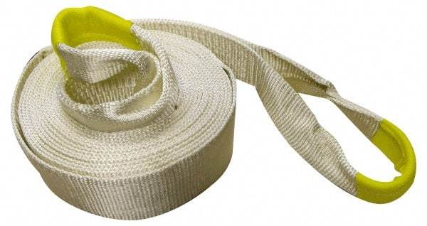 Erickson Manufacturing - 30' Long x 4" Wide, 35,000 Lb Basket Capacity, Polyester Web Sling - White, with Loop Ends - Exact Tool & Supply
