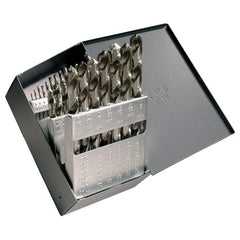 ‎1/16-1/2 RHS / RHC HSS 118 Degree Radial Point General Purpose Jobber Length Drill Set - Bright - Exact Tool & Supply