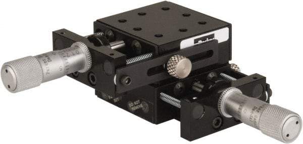 Parker - 25 Lb. Capacity, 6-32 Mount Hole, 1/2" Travel, Precision Ball Bearing Table with Center Drive - X-Y Stage, 8 Mounting Holes, 1-3/4" Long x 1-3/4" Wide x 3/4" High - Exact Tool & Supply