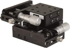 Parker - 25 Lb. Capacity, 6-32 Mount Hole, 1/2" Travel, Precision Ball Bearing Table with Side Drive - X-Y Stage, 8 Mounting Holes, 1-3/4" Long x 1-3/4" Wide x 3/4" High - Exact Tool & Supply