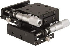 Parker - 62 Lb. Capacity, 10-32 Mount Hole, 1" Travel, Precision Ball Bearing Table with Side Drive - X-Y Stage, 8 Mounting Holes, 2.56" Long x 2.62" Wide x 1" High - Exact Tool & Supply