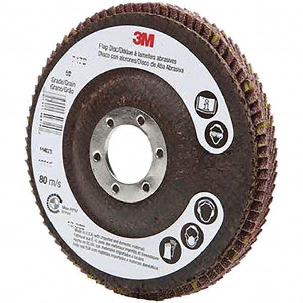 3M - 4-1/2" 60 Grit 7/8" Center Hole Type 27 Ceramic Flap Disc - Exact Tool & Supply