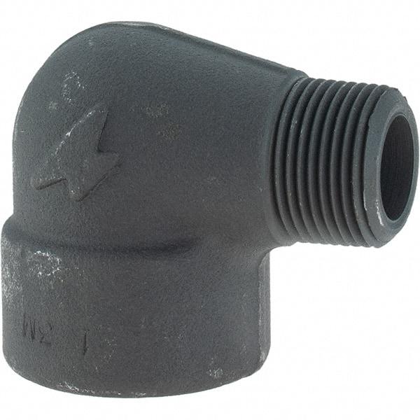 Made in USA - Size 1", Class 3,000, Forged Carbon Steel Black Pipe 90° Street Elbow - 3,000 psi, Threaded End Connection - Exact Tool & Supply