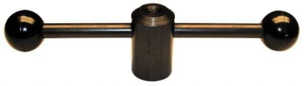 Morton Machine Works - 2 Straight Arms, 1/2-13" Hole, Black Oxide, Tapped Clamping Handle - 1/2" Arm Diam, 1-3/8" Hub Diam, 1-3/8" Ball Diam - Exact Tool & Supply