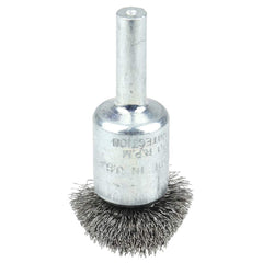 Weiler - End Brushes; Brush Diameter (Inch): 1 ; Fill Material: Steel ; Filament/Wire Diameter Range (Decimal Inch): 0.0201 and Above ; Filament/Wire Diameter (Decimal Inch): 0.0080 ; Wire Type: Crimped Wire ; Bridled: No - Exact Tool & Supply