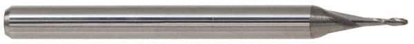 Accupro - 9/16" Diam, 1-1/4" LOC, 2 Flute Solid Carbide Ball End Mill - Uncoated, Single End, 3-1/2" OAL, 9/16" Shank Diam, Spiral Flute - Exact Tool & Supply