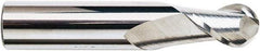 Accupro - 7/8" Diam, 1-3/4" LOC, 2 Flute Solid Carbide Ball End Mill - Uncoated, Single End, 4" OAL, 7/8" Shank Diam, Spiral Flute - Exact Tool & Supply