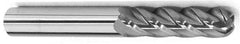 Accupro - 7/16" Diam, 1" LOC, 4 Flute Solid Carbide Ball End Mill - TiCN Finish, Single End, 4" OAL, 7/16" Shank Diam, Spiral Flute - Exact Tool & Supply