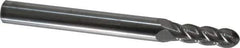 Accupro - 13/64" Diam, 5/8" LOC, 4 Flute Solid Carbide Ball End Mill - Uncoated, Single End, 2-1/2" OAL, 1/4" Shank Diam, Spiral Flute - Exact Tool & Supply